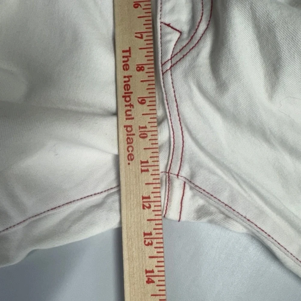True Religion Ricky Relaxed Straight White Red Stitch Jeans Mens 38 x 27
